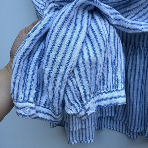 Rails Raylyn Fremont Linen Rayon Blend Blue White Striped Boho Blouse Top Small - Picture 9 of 16